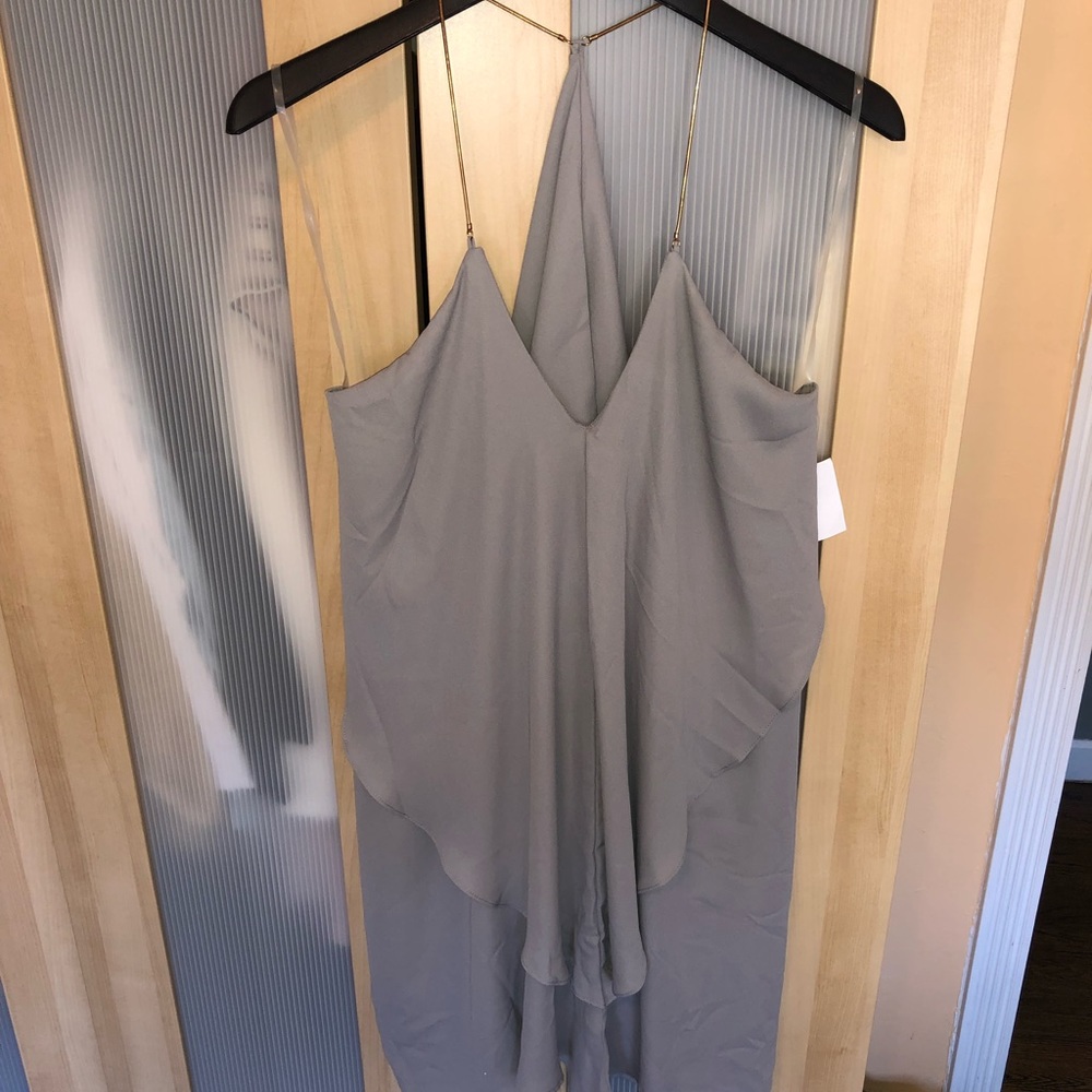Sexy Silver Halter Cocktail Dress with Gold Straps